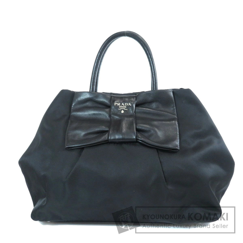 Prada Tessuto Bow Tote Shoulder Bag black
